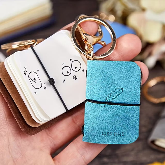 3Pcs Soft Leather Mini Ledger, Vacemry Study Season Mini Leather Ledger, Portable Notebook Keychain Pendant, Creative Backpack Hanging Accessory for Journaling, Note Taking, Gift Giving, Home Office