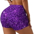 thumbnail image 2 of Wukai Purple Glitter Print Pack Biker Shorts for Women Yoga Workout Gym Running Scrunch Active Shorts-Small, 2 of 8