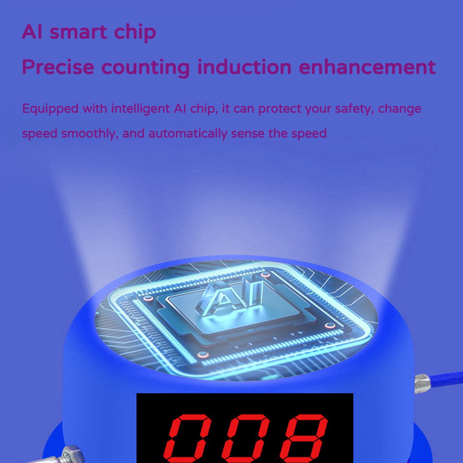 Jump Rope Machine, 3.5x5.1inch Rechargeable Electric Rope Skipping Machine, 10 Speed Regulation, LCD Large Screen Display,Suitable for Family, Office, Gym, Party(Blue)