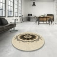 thumbnail image 3 of Ahgly Company Indoor Round Patterned Wheat Beige Area Rugs, 6' Round, 3 of 6