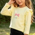 thumbnail image 5 of Fesfesfes Girls Ruffle Shoulder Long Sleeve Top Bow Detail Crew Neck Pullover Shirt, Cute Casual Autumn Winter Outfit for Kids Ages 0-8 Years, 5 of 6