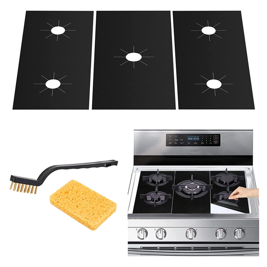 PatungKu High Temperature Resistant Kitchen Range Splatter Guard 5-Hole Gas Stove Pad Non Stick Stovetop Protector Liner