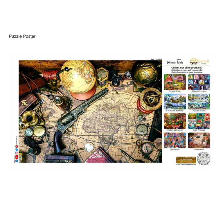 Brain Tree - Pirates Table 1000 Piece Puzzles for for Adults And Kids 12+  Unique Puzzles for Adults And Kids 1000 Pieces with With 4 Puzzle Sorting  Trays And Droplet Technology for