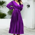 thumbnail image 4 of IROINNID Maxi Dress for Women V Neck Long Sleeve Solid Color Party Evening Dresses Reduced,Purple, 4 of 9