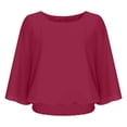 thumbnail image 6 of Endives Women's Chiffon Shirt Blouses Casual Boat Neck Chiffon Blouses Batwing Tops Tunic Top Spring Outfit Red, 6 of 7