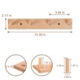 thumbnail image 7 of Wall Mounted Wood Coat and Hat Rack, 4 Hooks, Light Brown, 7 of 7
