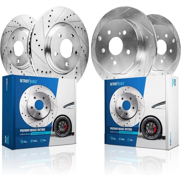 Detroit Axle - Drilled and Slotted Brake Rotors for 2018-2024 Toyota Camry 2019 2020 2021 2022 2023: 12.01" Front and 11.06" Rear