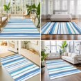 thumbnail image 4 of Area Rugs 3'x5', Blue Teal Striped Carpet Runner Indoor Outdoor Rugs Home Decor Aesthetic, Farmhouse Stripes Modern Art Non Slip Mats Washable Accent Rug for Living Room Bedroom, 4 of 8