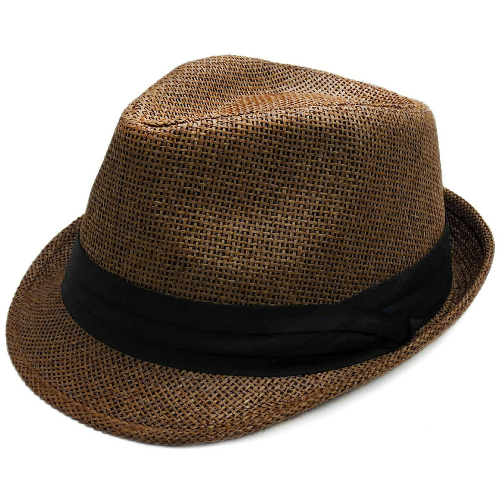 Men / Women Summer Vintage Straw Fedora Hat 756_Olive Green SM ...