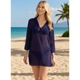 thumbnail image 3 of HAPPY BAY Women's Beachwear Swimsuit Coverups Summer Swim Beach Cover ups for Swimwear Women Bikini Dress Tops Cover up M Navy, Solid, 3 of 4