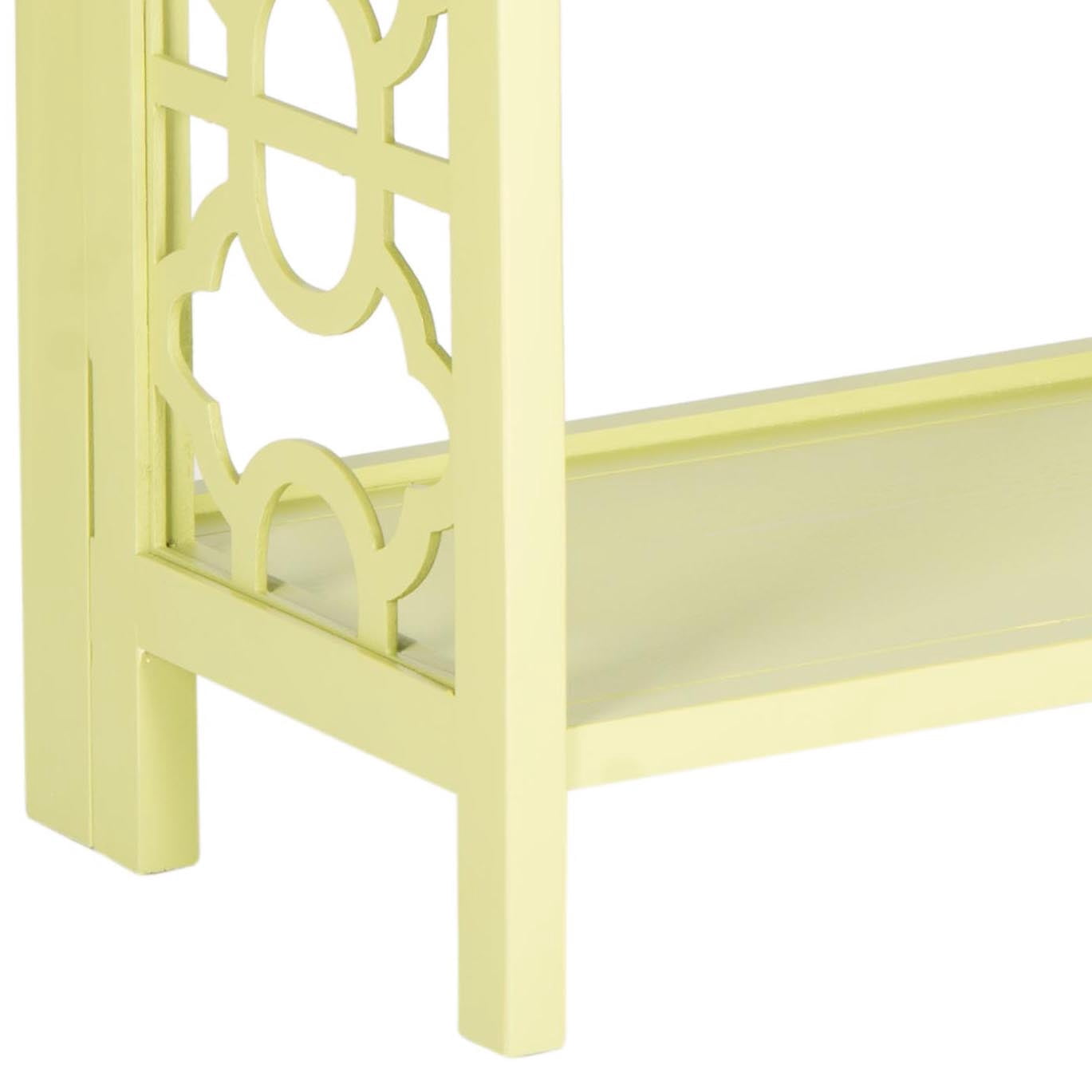 SAFAVIEH Natalie Geometric Rustic 3 Tier Low Bookcase, Split Pea