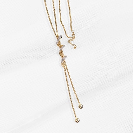BOROLA Women's Long Snake Necklace, Adjustable Y-Shaped Lariat Sweater Chain, Substantial Artistic Serpentine Pendant, Fall Winter Fashion Layering Jewelry(Gold)