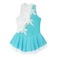 thumbnail image 6 of Kaerm Kids Girls Sleeveless Mock Neck Chiffon Skating Dress Rhinestone Patchwork Dance Fancy Dress up Lake Green 12, 6 of 7