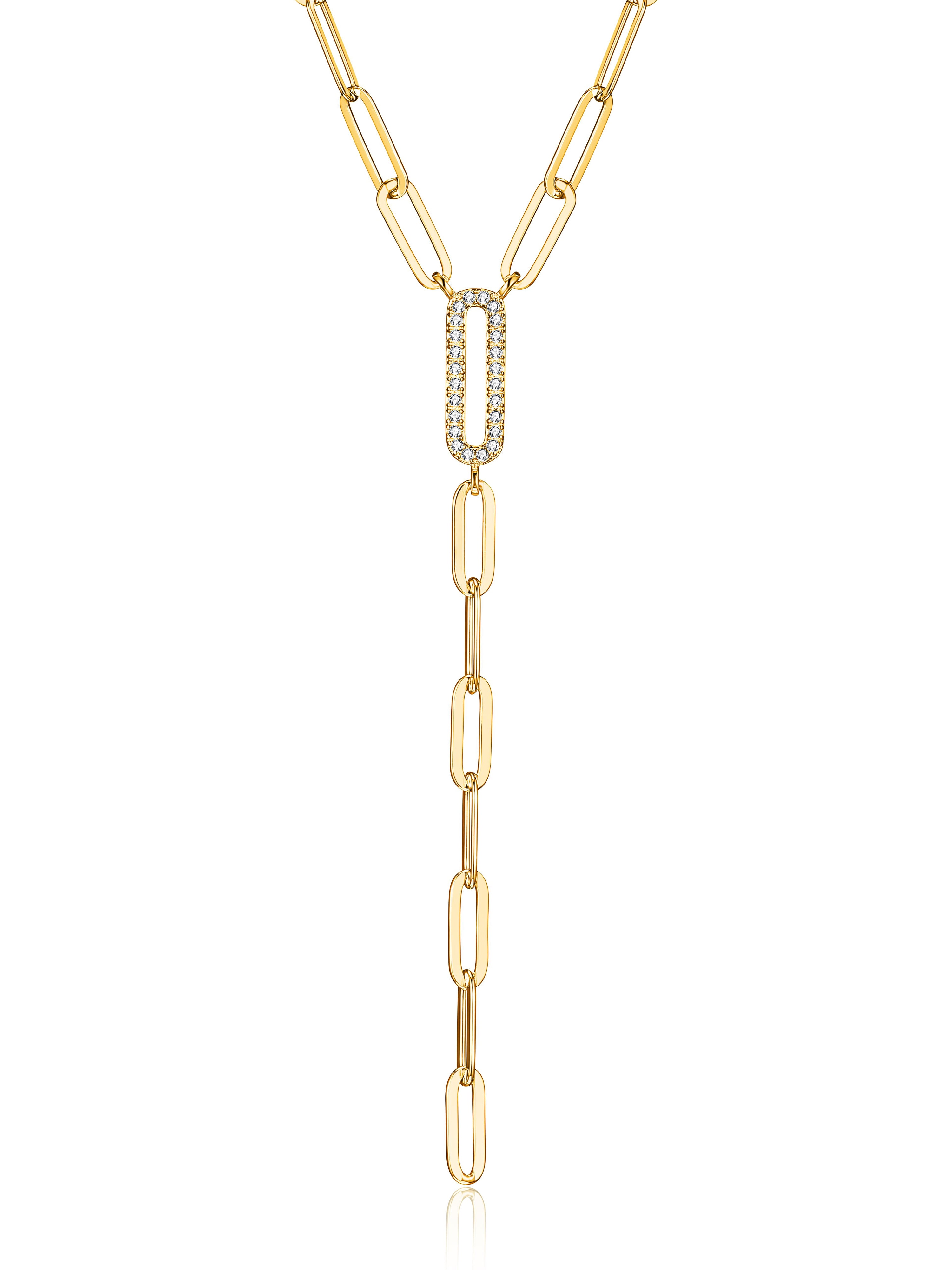 Forever Facets CZ Paperclip Lariat 