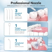 Sejoy Cordless Water Flosser Dental Teeth Cleaner, Portable 300ML Tank Rechargeable Oral Irrigator for Home and Travel, 5 Modes Irrigate, 5 Jet Tips