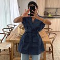 thumbnail image 5 of Blusas de mujer de verano sin mangas estilo safari camisas de moda casuales con múltiples bolsillos con cinturón blusas sueltas, 5 of 5