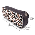 thumbnail image 3 of Vsdgher Brown Black Cow Print Pen Case Leather Pencil Pouch Markers Holder Big Capacity Bag with Zippered Pocket for Stationery Tool, 3 of 6