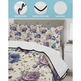 thumbnail image 3 of Quilt King Size Bedding Set, Farmhouse Flowers Reversible Summer Quilt 3 Pieces, Botanical Purple Blue Floral Plants Lightweight Bedspreads Coverlets with 2 Pillow Shams for All Seasons, 3 of 5