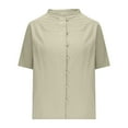 thumbnail image 4 of QINGFSAP Short Sleeve Tops for Women Loose Vintage Button Down Shirt Dressy Casual Summer Tunic Blouse, 4 of 6