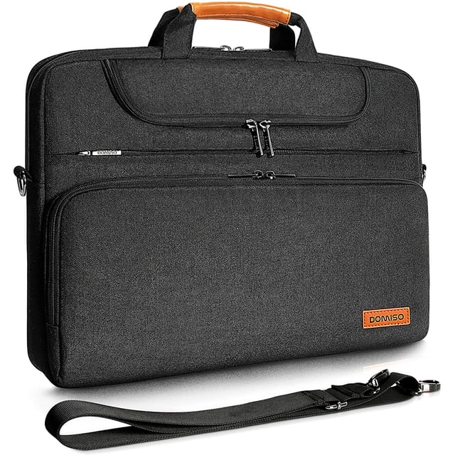 DOMISO 10",13",14",156",17" Inch Multi-Functional Laptop Sleeve Business Briefcase Waterproof Messenger Shoulder Bag black 15.6-inch