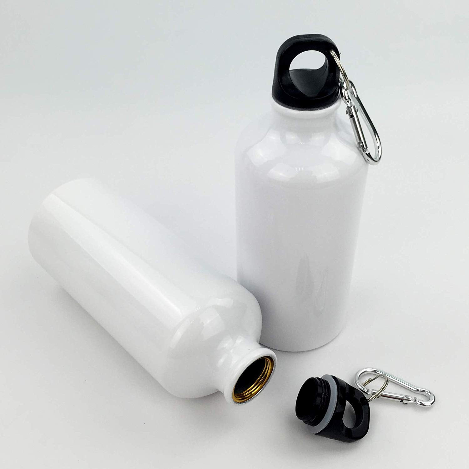 Techtongda 20pcs Blank Coated Sublimation 600ml Aluminium Water Bottle-white Sublimation Transfer