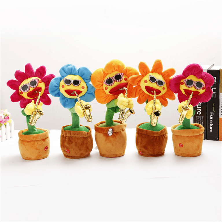 Hellobye〗60 Songs Singing and Dancing Flower with Saxophone Plush Funny  Electric Toy RD 
