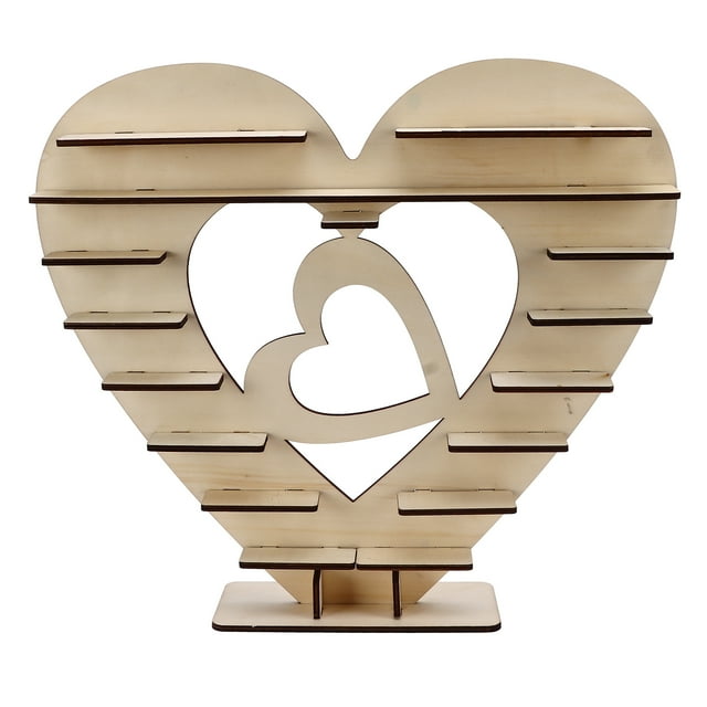 Soporte de madera para chocolate en forma de corazón, ecológico, fácil de montar, duradero, reutilizable, mini soporte para tartas para fiestas y bodas