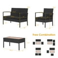 thumbnail image 3 of Costway 4PCS Patio Rattan Furniture Set Cushioned Chair Wooden Tabletop Black, 3 of 9