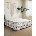 thumbnail image 2 of Blue Brown Spring Floral Wrap Around Bed Skirts for King Bed 16" Drop,Bed Skirt with Adjustable Elastic Belt Dust Ruffle Bed Valance for Bedroom Hotel Summer Botanical Watercolor Bed Frame Cover, 2 of 7