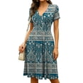 thumbnail image 3 of UVN Dresses for Women Deep V Neck Short Sleeve Summer Sundress Midi Party dress with Pocket, 3 of 9