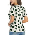 thumbnail image 3 of Vsdgher Abstract Green Polka Dot Women Shirts V Neck Short Sleeve Tops T-Shirt Basic Tees, S to 3XLXX-Large, 3 of 5