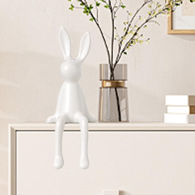 jifeng Rabbit Figure Decorative Figure Seated Figure Centerpiece Miniature As A Ceramic Statue That Creates A Warm Atmosphere for Tea House Valentine's D White