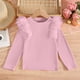 thumbnail image 1 of Cowsor Toddler Girl Shirts Ruffle Long Sleeve Baby Girl T-Shirts Kids Blouse, Ribbed Toddler Girl Tee Tops, 1 of 4