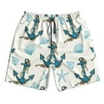thumbnail image 2 of Honeii's Anchors And Shells Print Men's Casual Shorts with Drawstring，Swim Trunks Quick Dry Beach Shorts, 2 of 5