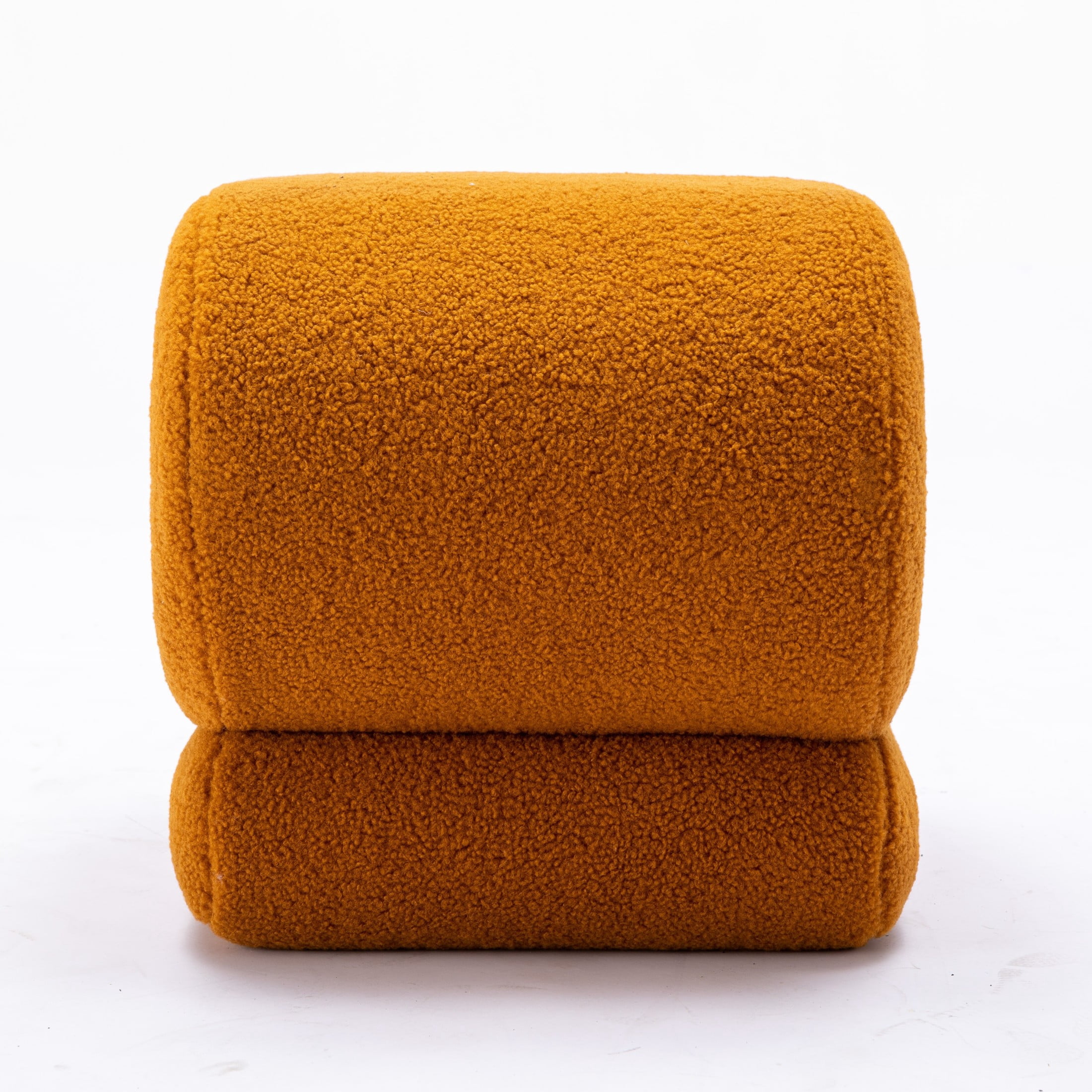 Noble House Rache 19" S-Shape Teddy Accent Ottoman, Boucle Makeup Footrest Table Stool with Foam, Orange