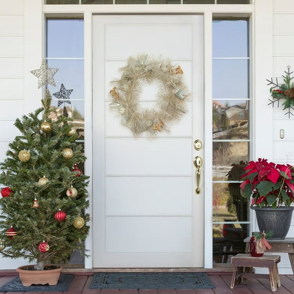 Northlight 24" Champagne Gold Apple and Pine Needle Artificial Christmas Wreath - Unlit