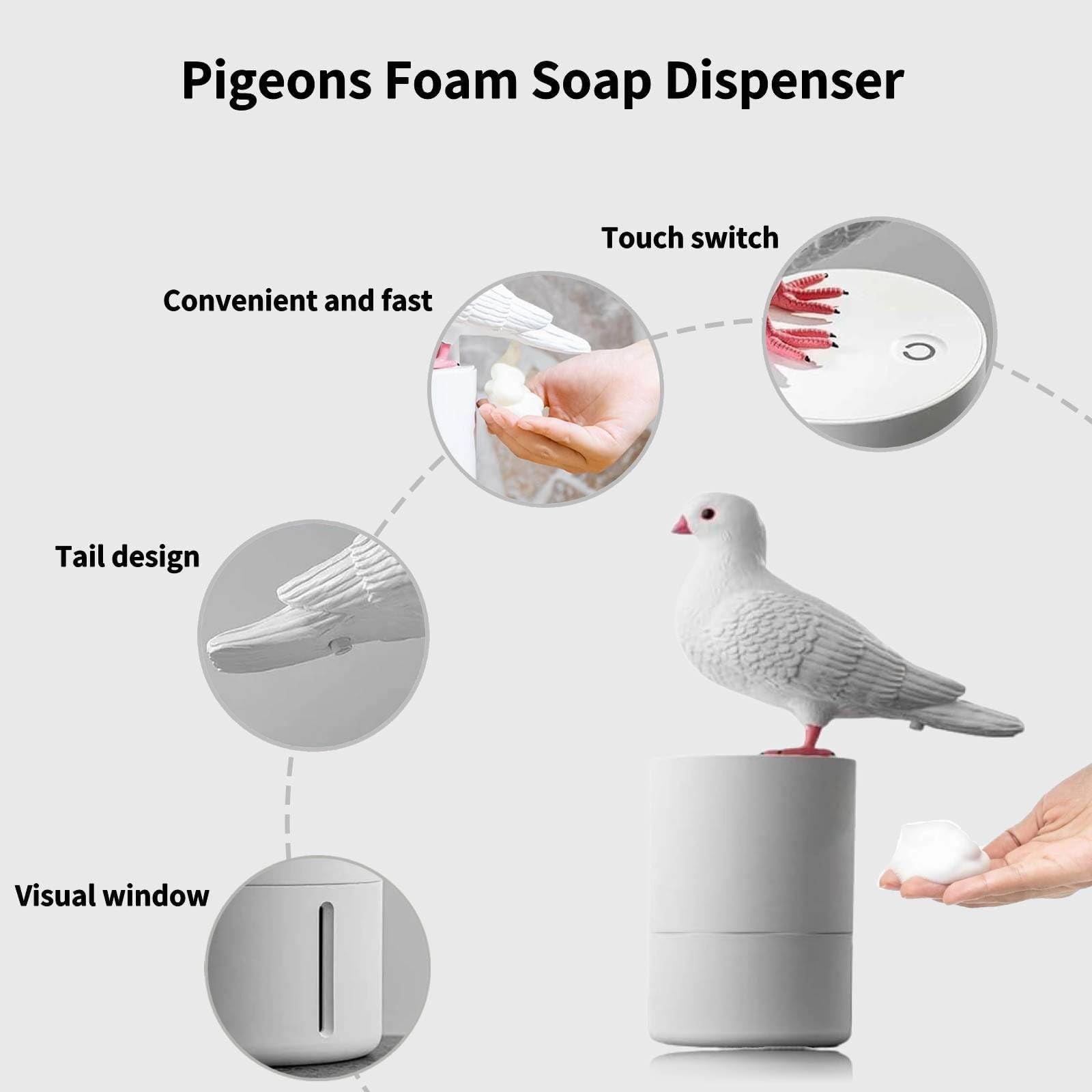 Bird of Peace Foam Soap Dispenser - Funny Pigeon Poop Induction Hand Washer Automatic Soap Dispenser for Kitchen & Bathroom (Gray)