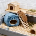 thumbnail image 5 of KOYPTL Cute Bear Shaped Stuffed Hamste Cave Bed,Warm Soft Enclosed Hideout Nest with Cushion,Cozy Anti-Calming Sleeping House for Small Pets Hamste Indoor Rest, 5 of 6