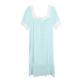 thumbnail image 4 of AWZXDE Special Style Solid Color Casual Elegant Ruffled Hem Design Short Sleeve Fashion Short Dress Plus Size Home Sleepwear Blue,L, 4 of 4