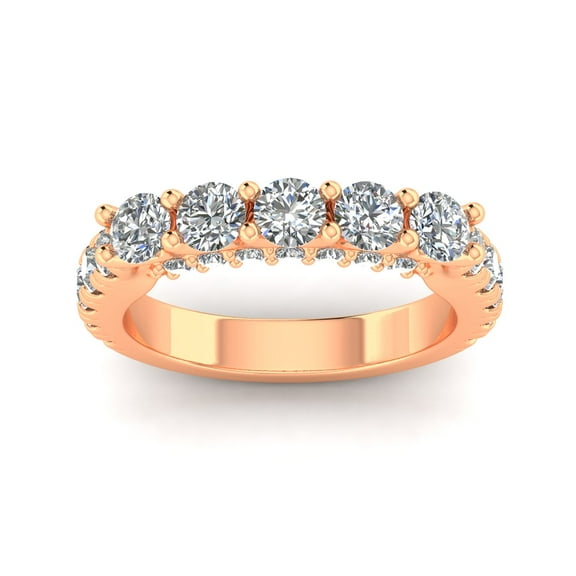 Certified 2.00 Carat TW Diamond Five Stone Wedding Band in 14k Rose Gold (G-H Color, I2-I3 Clarity)