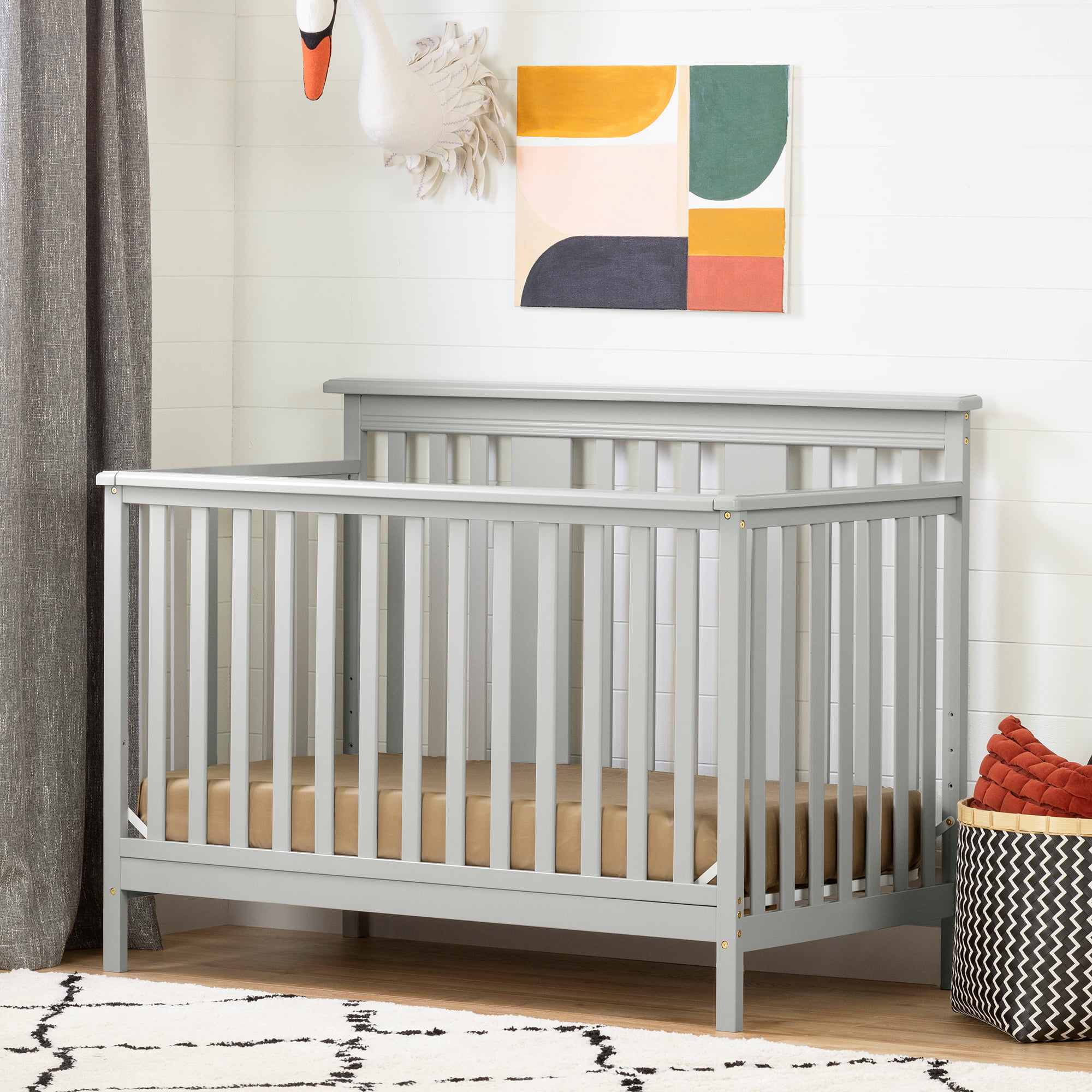 Grey Serta Fall River 4-in-1 Convertible Baby Crib 