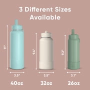 Hydrapeak 26oz Sport Insulated Water Bottle with Straw or Chug Lid, Leak & Spill Proof, Keeps Drinks Cold for 24 Hours, Hot for 12 Hours, Premium Stainless Steel Water Bottles (26oz, Peony)