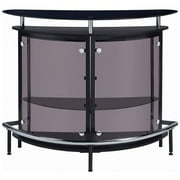 Bowery Hill Contemporary Glass Home Bar in Black and Chrome