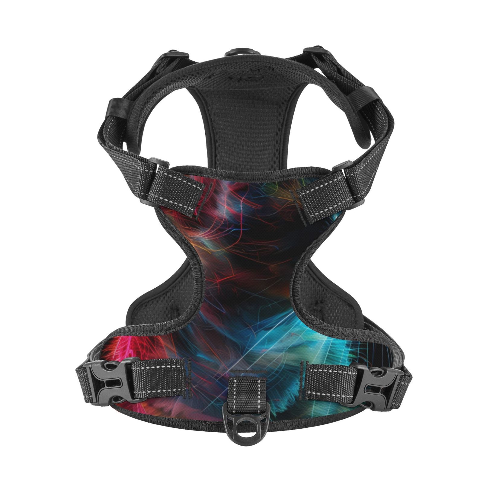 Picia Neon Spectrum Cat Portrait No-Pull Dog Harness Reflective Front Clip Vest with Handle,Step-in Air Dog Harness,Adjustable 2 Metal Rings 4 Buckles,Easy to Put on & Take Off Small