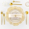 thumbnail image 4 of Luniquz Round Gold Placemats Set of 4 Sweet Acacia Elegant Tablemats Flower Round Vinyl Place Mats Table Setting Kitchen Table Mats for Dining Table Holiday Wedding Decorative, 4 of 6