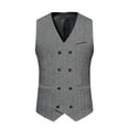 thumbnail image 2 of Work Vest For Men Qiggri Men Fashion Retro Have Pockets Double-Breasted V-Neck Vest Tops Blouse Mens Suit Vest, 2 of 9