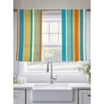 thumbnail image 5 of Blue Teal Orange Striped Sheer Curtains 45 Inch Length 2 Panels Set - Light Filtering Window Treatments, Farmhouse Stripe Rod Pocket Semi Curtains for Living Room/Bedroom/Kitchen Décor, 104"W x 45"L, 5 of 7