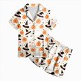 thumbnail image 3 of CAUYDY Halloween Pajamas Kids Girls Pajamas 2-Piece Pjs Set Kids Short Sleeved and Shorts Jammies Casual Wear Girls' Sleepwear Lounge Clothes Beige Sizes 4-5 Years, 3 of 7