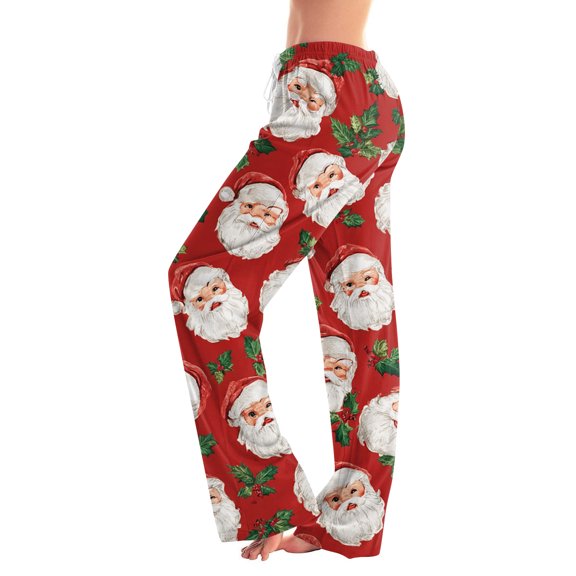 Women's Casual Fashion Christmas Printed Trousers Plush Casual Pants, Comfortable Home and Sleepwear Bottoms for Winter, Elastic Waist with Drawstring, White, 2XL