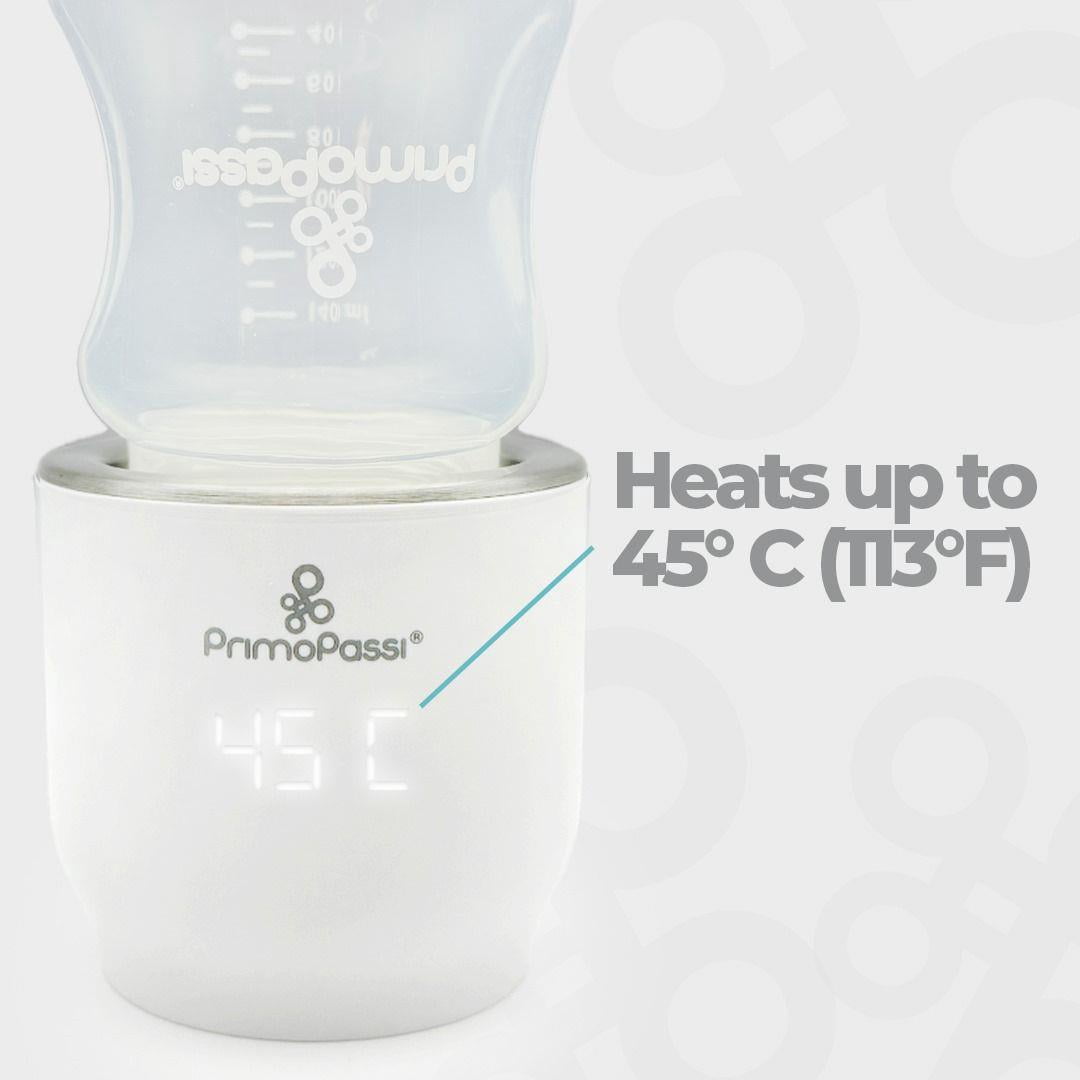 Primo Passi Portable Baby Bottle Warmer, USB Travel Milk Warmer for Breastmilk & Formula, White